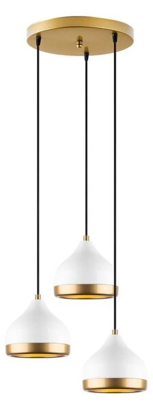 Candelabru suspendat pe cablu YILDO 3xE27/40W/230V alb/auriu