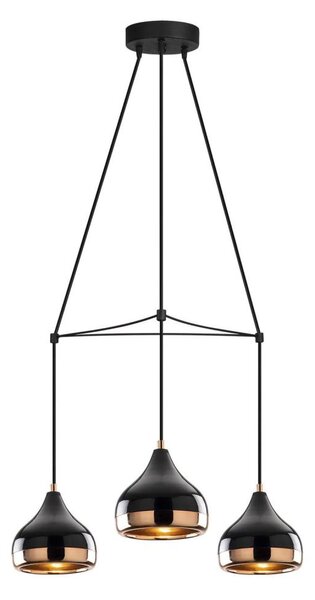 Lustră pe cablu YILDO, 3xE27/40W/230V, negru/cupru