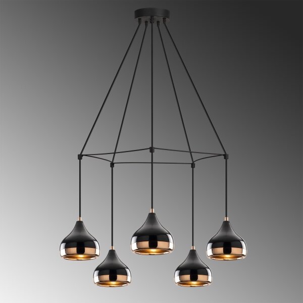 Candelabru pe cablu YILDO 5xE27/40W/230V negru/cupru