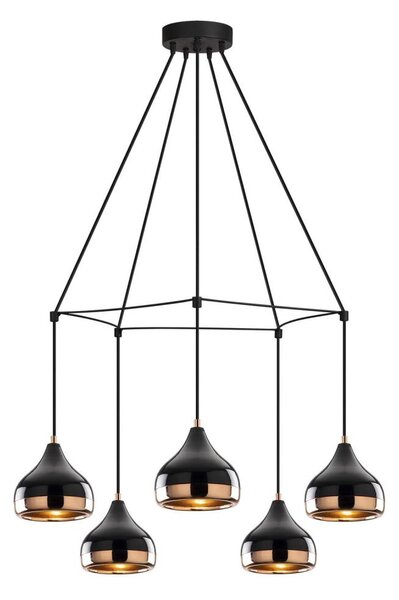 Candelabru pe cablu YILDO 5xE27/40W/230V negru/cupru
