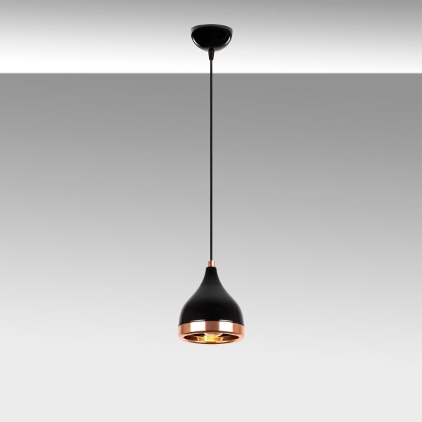 Pendul pe cablu YILDO 1xE27/40W/230V, negru/cupru