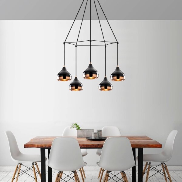 Candelabru pe cablu YILDO 5xE27/40W/230V negru/cupru