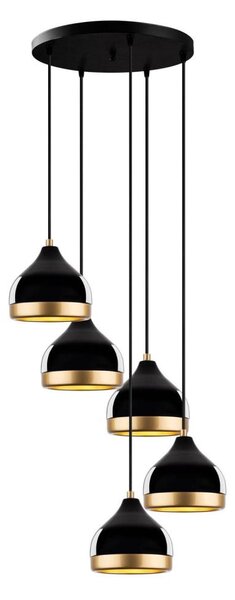 Candelabru suspendat cu cablu YILDO 5xE27/40W/230V negru/auriu