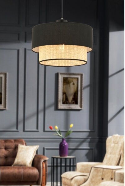 Lampă suspendată pe cablu ECHO, 1xE27/60W/230V, negru/bej