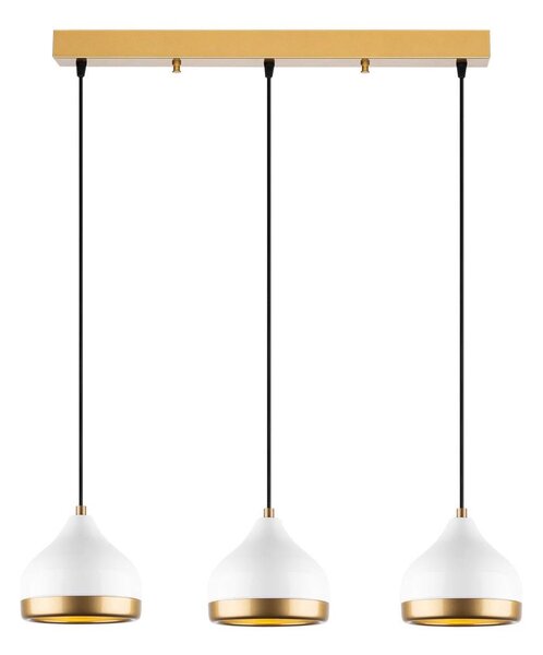 Lustră suspendată pe cablu YILDO 3xE27/40W/230V alb/auriu