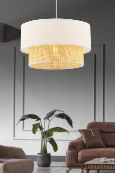 Lustră suspendată pe cablu ECHO 1xE27/60W/230V crem/bej