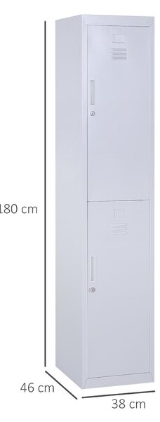 Dulapior Haine din Otel 4 Rafturi 2 Usi cu Inchidere de Siguranta, Gri, 38x46x180cm Vinsetto | Aosom Romania
