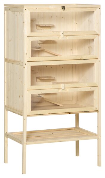 PawHut Cusca pentru Rozitori si Hamsteri cu 4 Rafturi cu Acoperis Trapa in Lemn 60x40x120cm | Aosom Romania