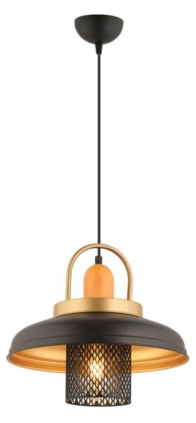 Lustră suspendată MONZA 1xE27/40W/230V, diam. 32 cm, negru/auriu