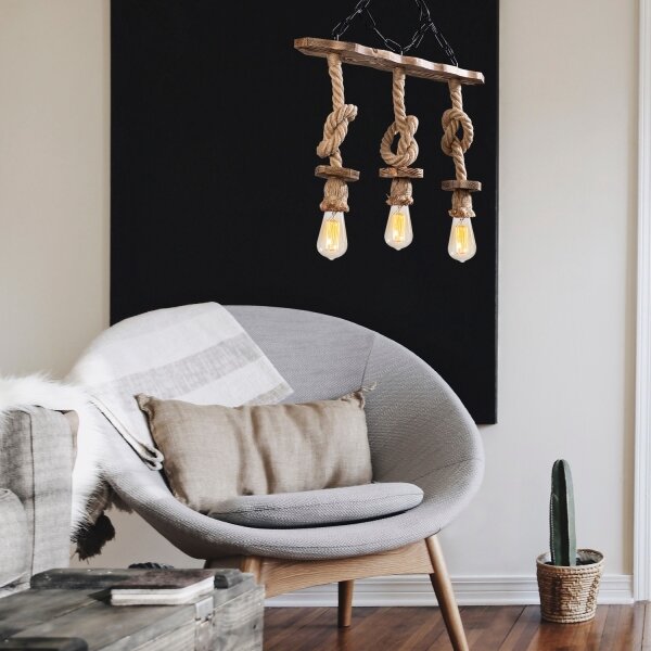 Candelabru EREBOS pe lanț 3xE27/40W/230V maro