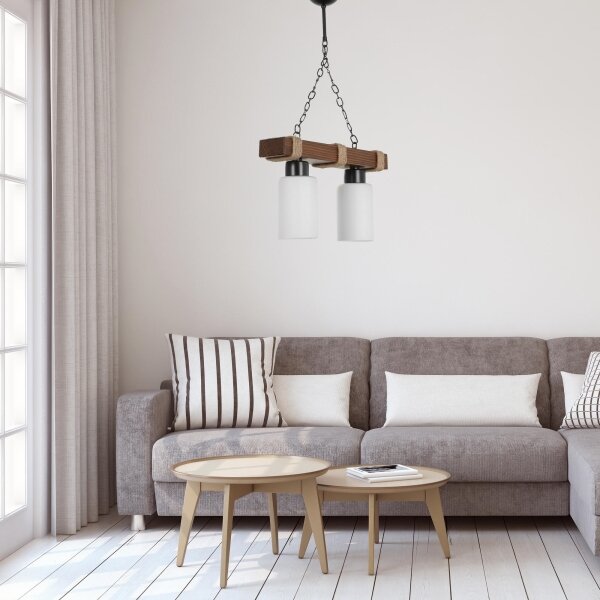 Candelabru pe lanț JASMIN 2xE27/40W/230V maro/alb