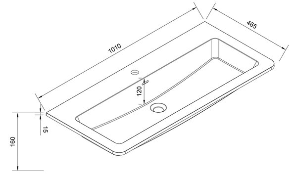 Mereo Mereo, Lavoar pentru mobila, 101x46,5x16 cm, marmura turnata, alb, MER-UCM10147