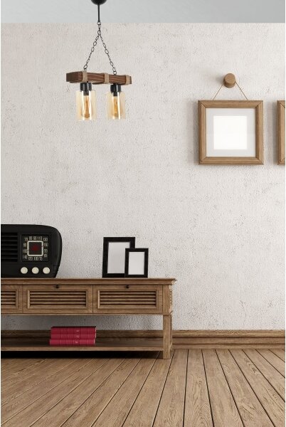 Candelabru cu lanț JASMIN 2xE27/40W/230V maro/bej