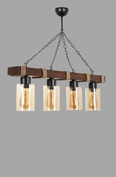 Lustră suspendată pe lanț JASMIN 4xE27/40W/230V maro/bej