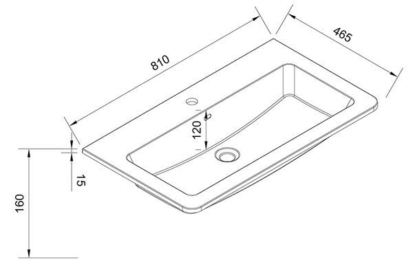 Mereo Mereo, Lavoar pentru mobila, 81x46,5x16 cm, marmura turnata, alb, MER-UCM8147