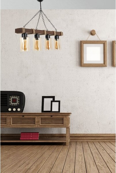 Lustră suspendată pe lanț JASMIN 4xE27/40W/230V maro/bej