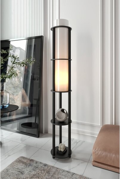 Lampă de podea cu polițe NOTO, 1xE27/40W/230V, neagră