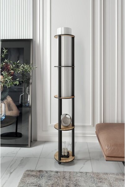 Lampă de podea NOTO cu polițe, 1xE27/40W/230V, bej/negru