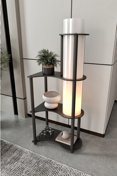 Lampă de podea NOTO cu polițe 1xE27/40W/230V, neagră