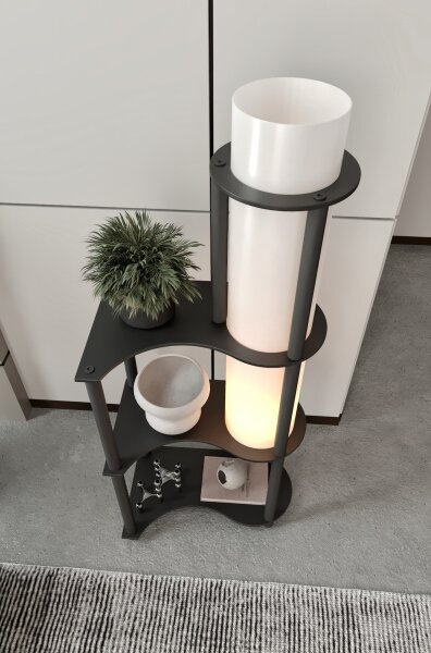 Lampă de podea NOTO cu polițe 1xE27/40W/230V, neagră