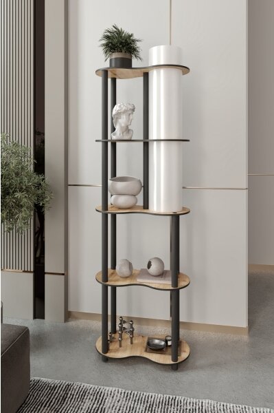 Lampă de podea NOTO cu polițe, 1xE27/40W/230V, bej/negru