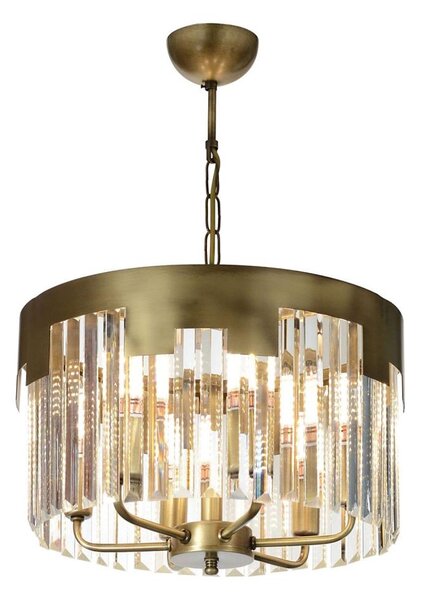 Candelabru suspendat cu lanț CRYSTALLINE, 6x E27, 40W, 230V, finisaj bronz