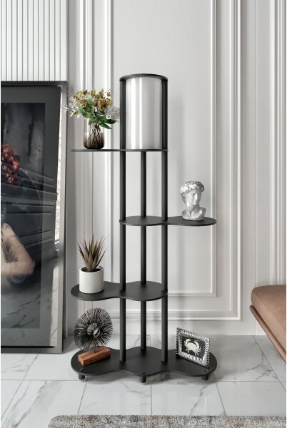 Lampadar cu polițe NOTO 1xE27/40W/230V negru