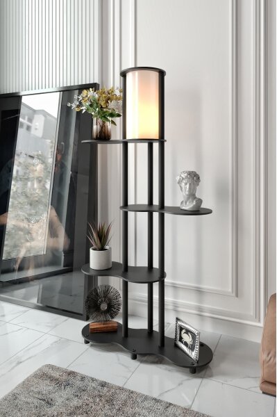 Lampadar cu polițe NOTO 1xE27/40W/230V negru