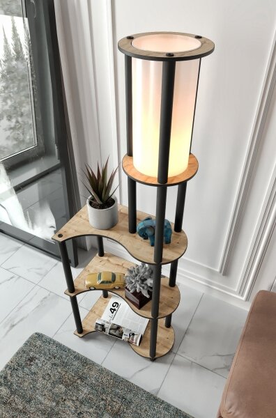 Lampă de podea NOTO cu polițe 1xE27/40W/230V bej/negru