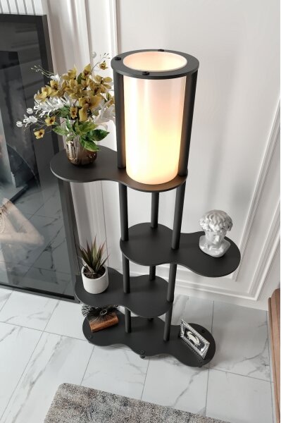 Lampadar cu polițe NOTO 1xE27/40W/230V negru