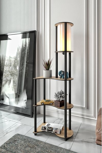Lampă de podea NOTO cu polițe 1xE27/40W/230V bej/negru