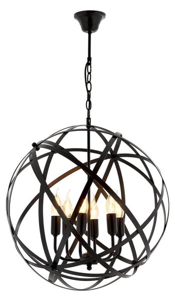 Candelabru cu lanț IRONBALL 6xE27/40W/230V negru