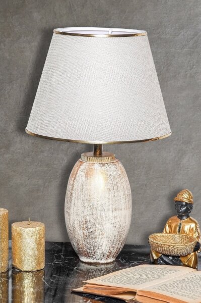 Lampă de masă RAMZES 1xE27/40W/230V crem/auriu