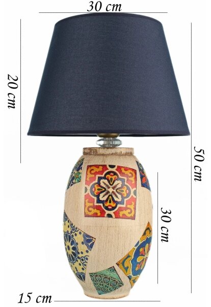 Lampă de masă RAMZES, 1 x E27, 40 W, 230 V, albastru/bej