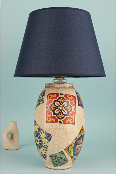 Lampă de masă RAMZES, 1 x E27, 40 W, 230 V, albastru/bej