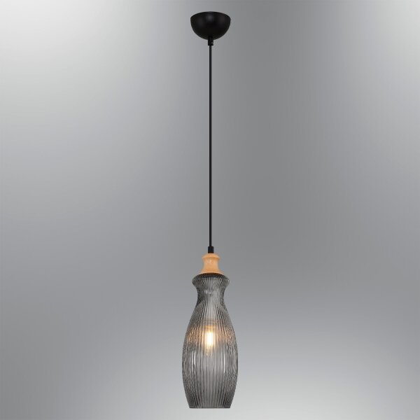 Pendul pe cablu BOTTLE 1xE14/4W/230V, sticlă fumurie