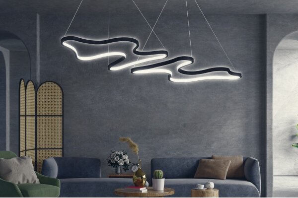 Lustră LED suspendată pe cablu DUPLE ARTISAN LED/80W/230V 6500K neagră