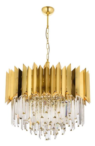 Candelabru CRYSTALLINE cu lanț, 8xE27/40W/230V, auriu