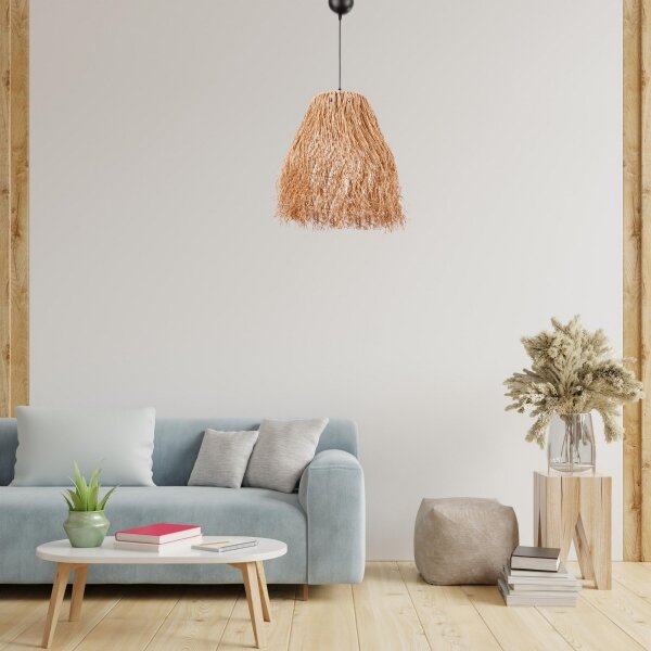 Lampă suspendată FRINGE cu cablu 1xE27/40W/230V, abajur din rafie