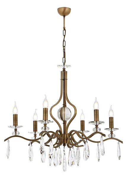 Candelabru CLASSIC cu lanț, 6 x E14, 40W, 230V, finisaj bronz