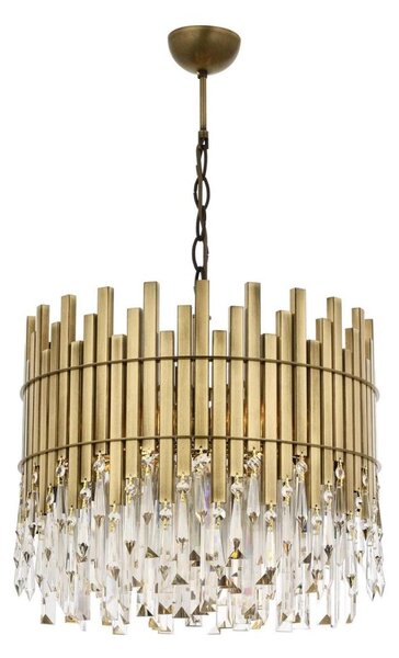 Lustră pe lanț CRYSTALLINE, 6xE27/40W/230V, diam. 40 cm, alamă