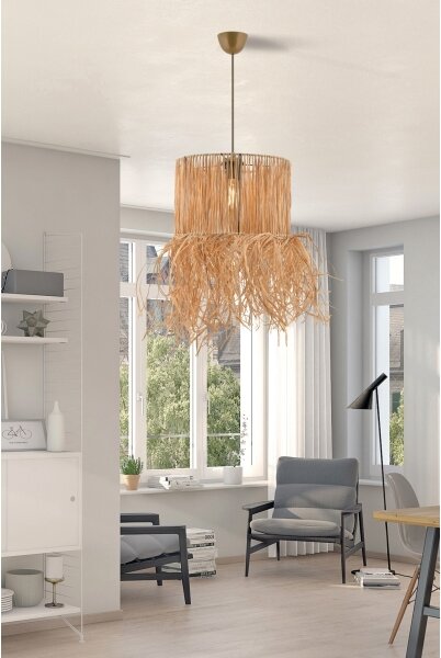 Lustră suspendată pe cablu NESS 1xE27/40W/230V, din rafie