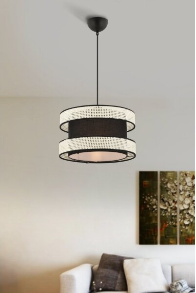Lustră suspendată pe cablu HALO, 1x E27/60W/230V, negru/crem
