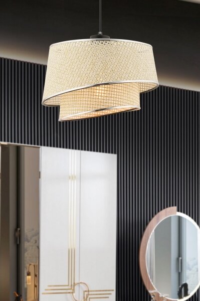 Suspensie pe cablu BARETTE 1xE27/60W/230V crem/crom lucios