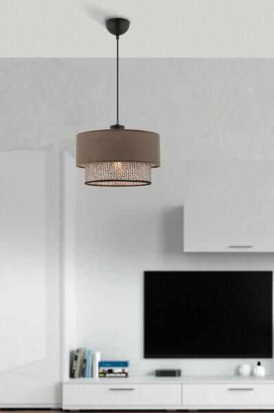 Lampă suspendată pe cablu ECHO 1xE27/60W/230V maro/gri