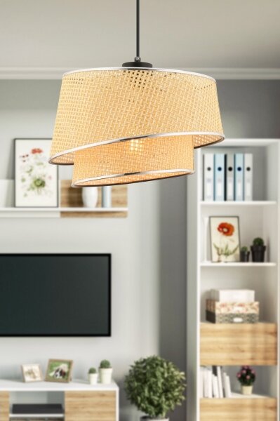Lustră suspendată pe cablu BARETTE 1xE27/60W/230V bej/crom lucios