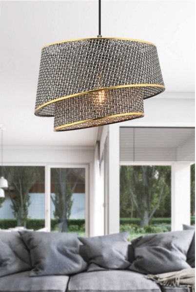 Lustră pe cablu BARETTE 1xE27/60W/230V gri/auriu