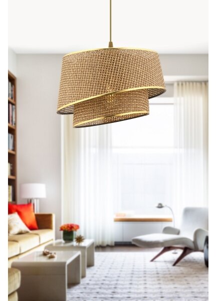 Lustră pe cablu BARETTE 1xE27/60W/230V maro/auriu
