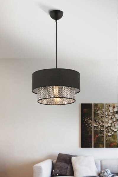 Lustră cu cablu ECHO 1xE27/60W/230V negru/gri