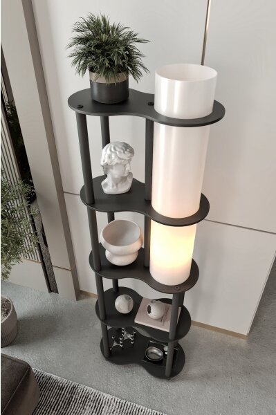 Lampadar NOTO cu polițe, 1xE27/40W/230V, negru